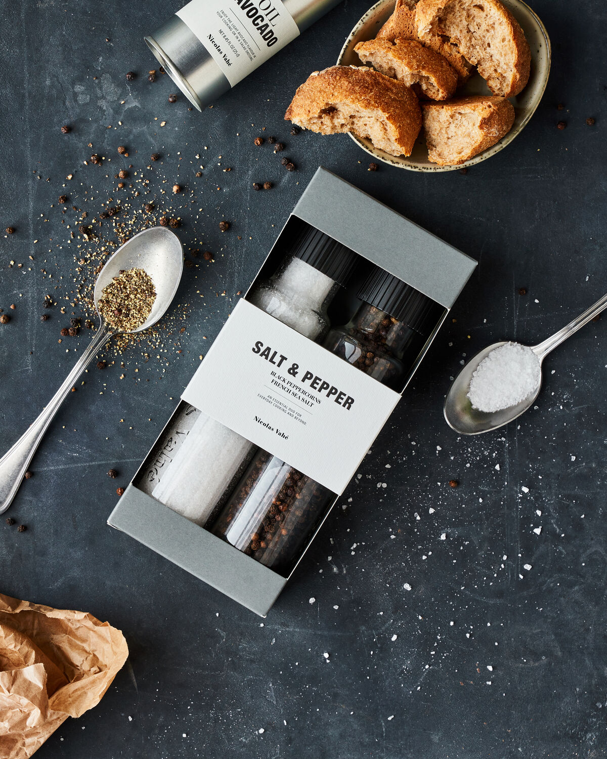 Gift box, French sea salt + pepper, black, 140|335 g|g