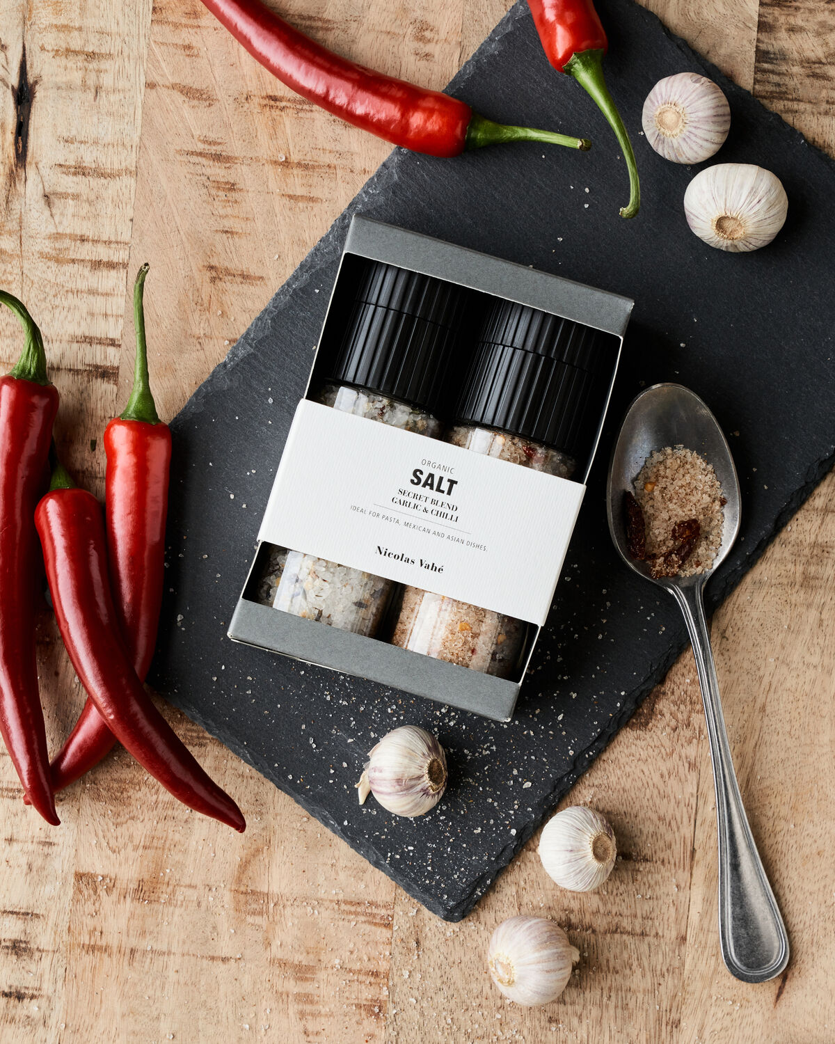 Gift box, Salt the secret blend + garlic & chilli, organic, 115|125 g|g