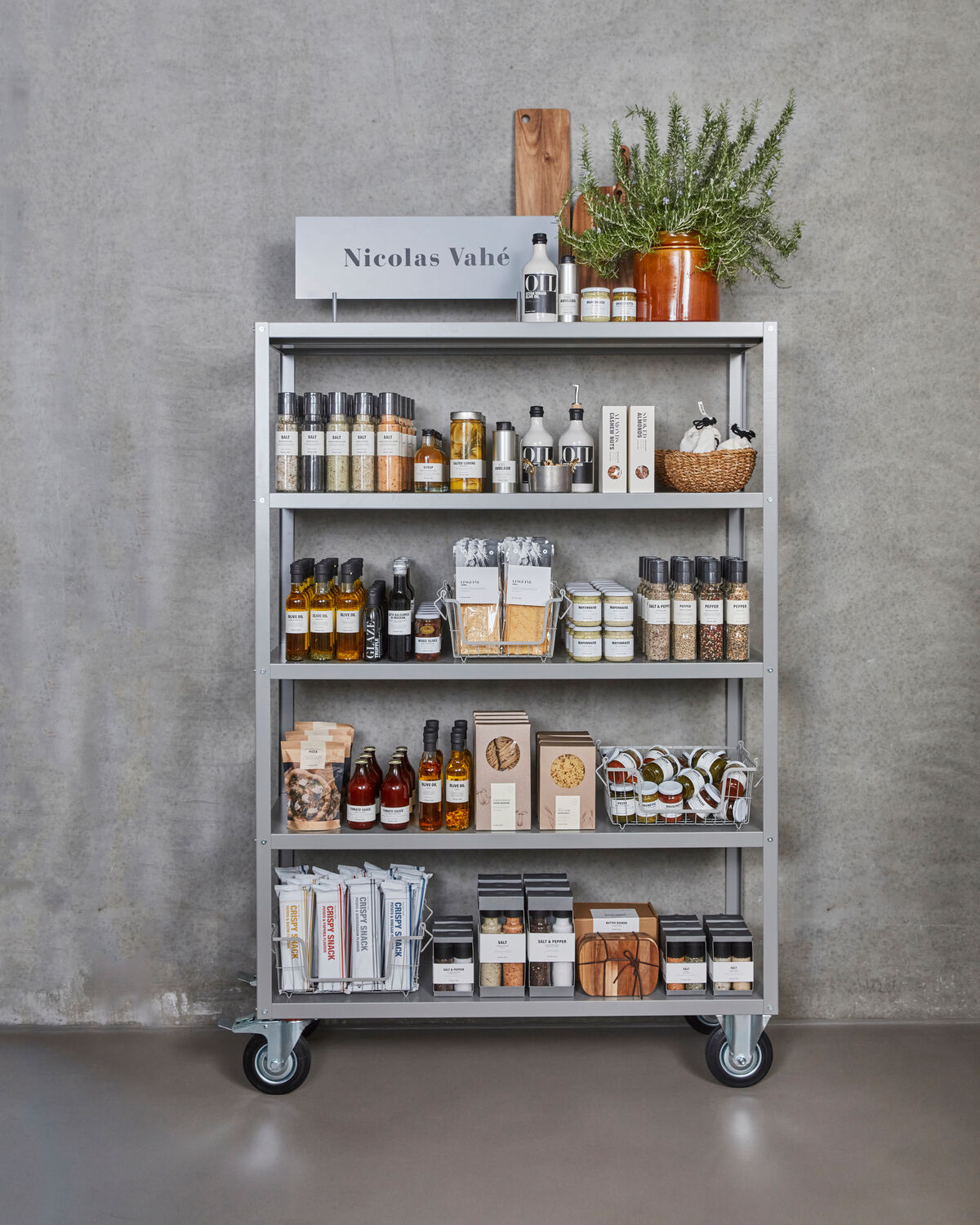 Regal mit 4 Rollen, NVTrolley, Grau