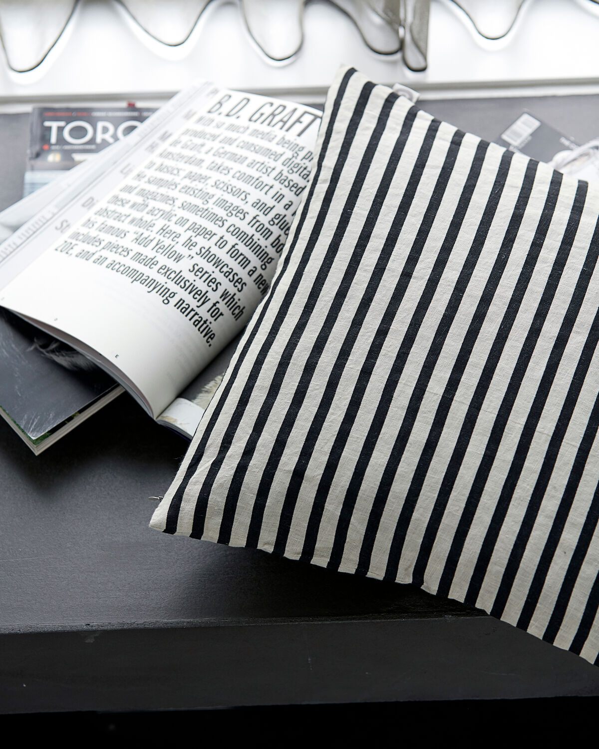Kissenbezug, HDHDStripe, Schwarz, Grau