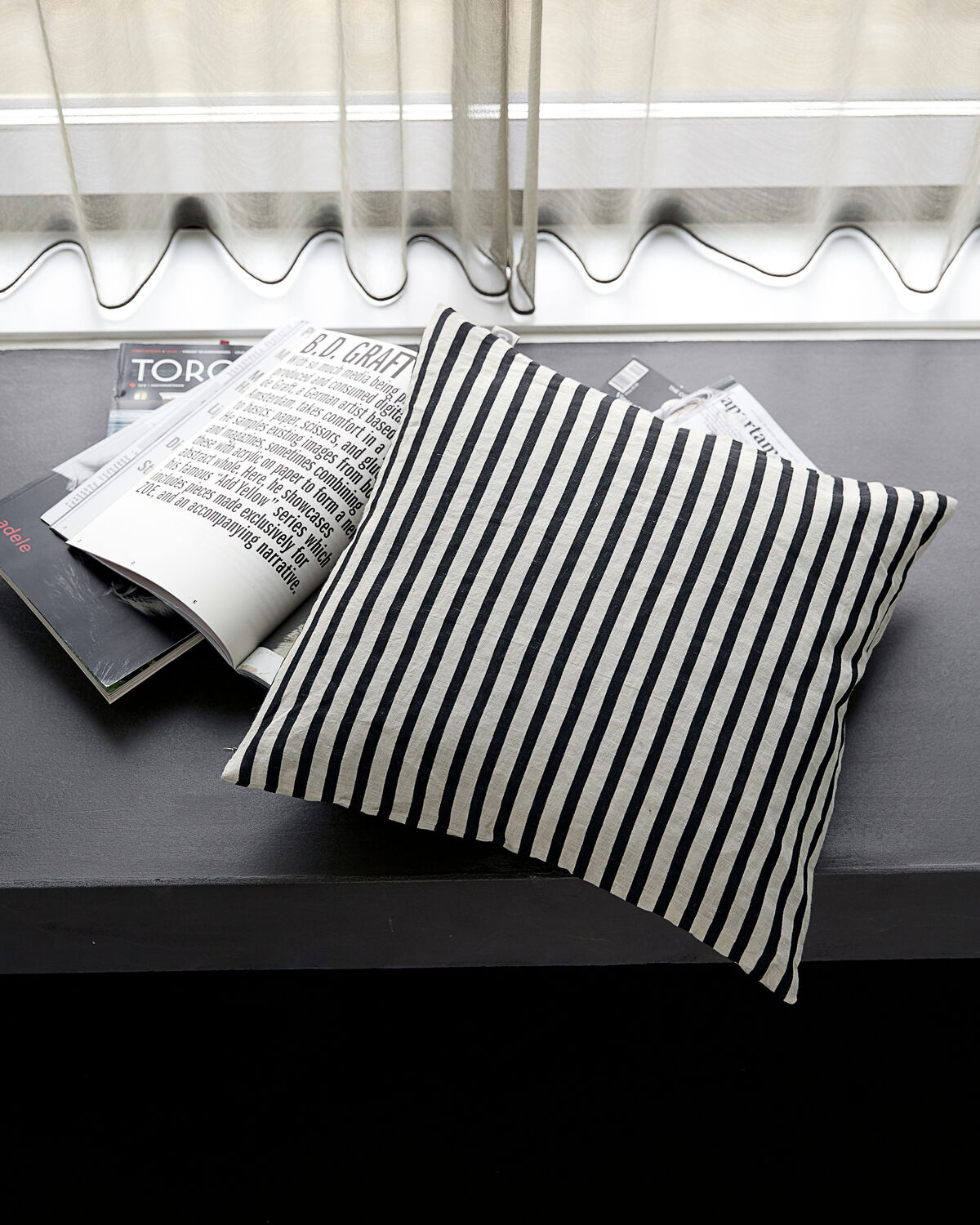 Kissenbezug, HDHDStripe, Schwarz, Grau