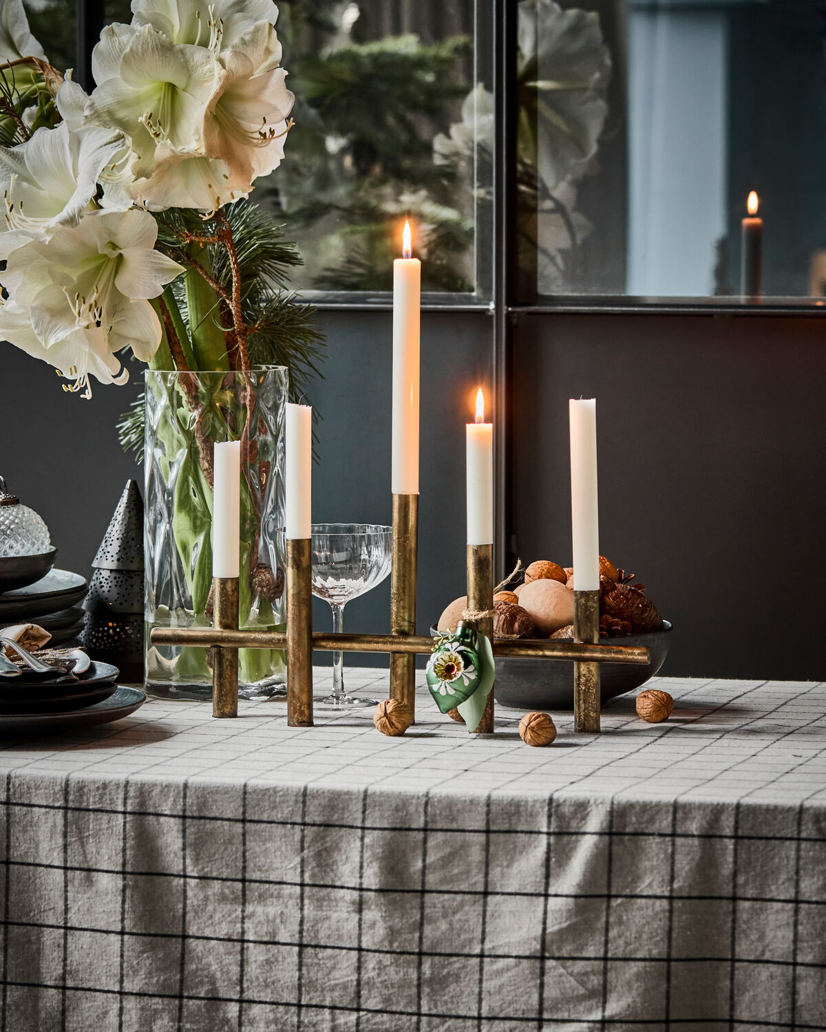 Kerzenständer, HDMaxi45, Antikes Messing-Finish