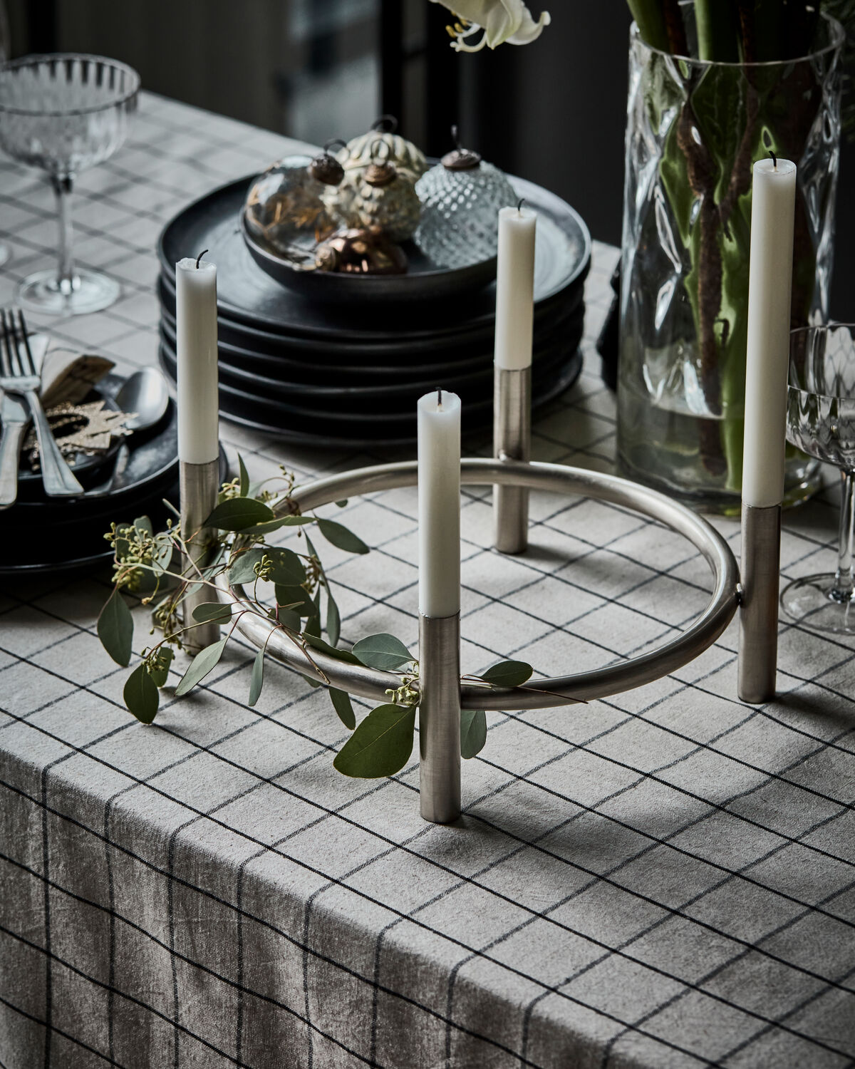 Kerzenständer, HDMaxi, Advent, Antiksilber-Finish