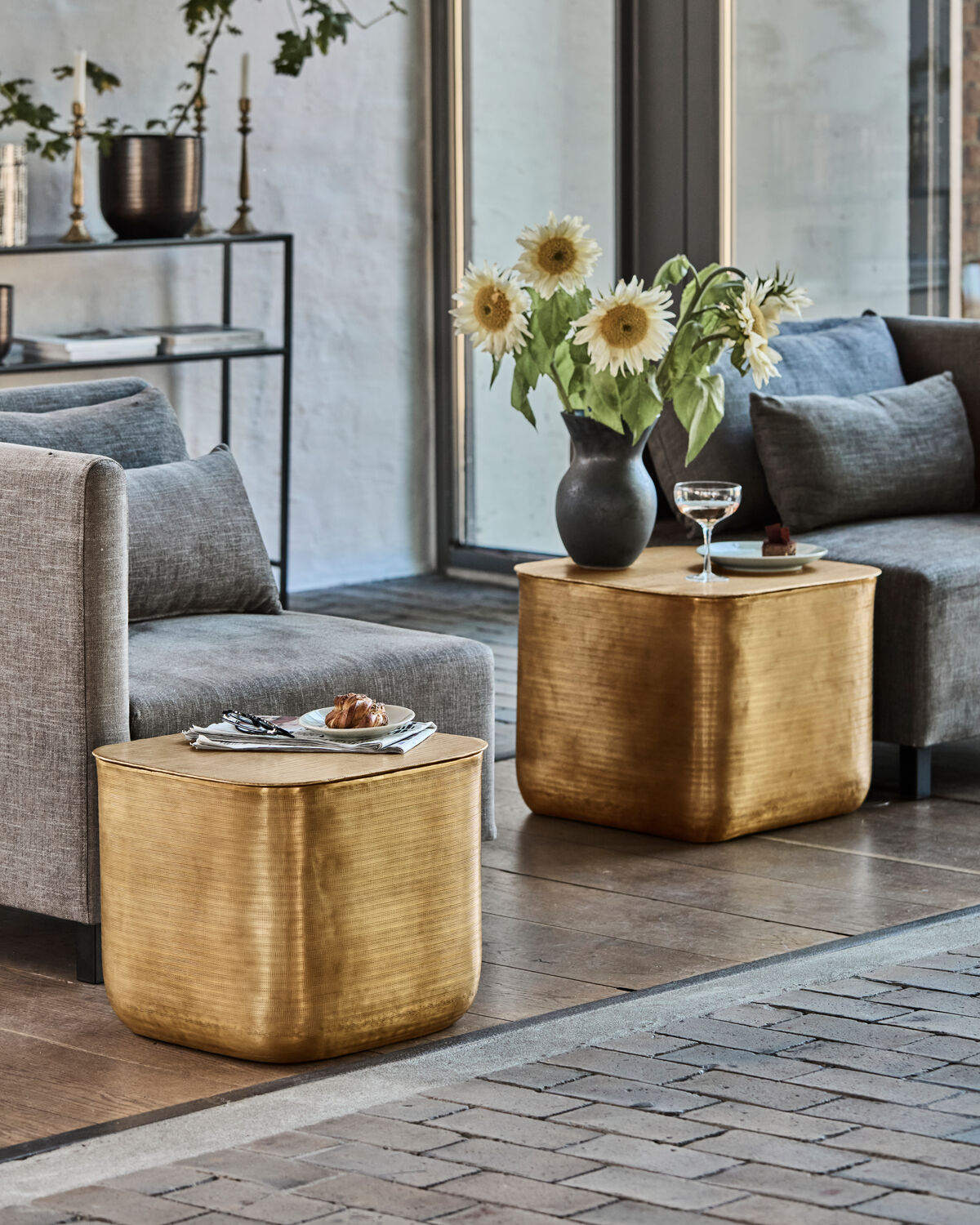 Beistelltisch, HDCajas with storage, Gold