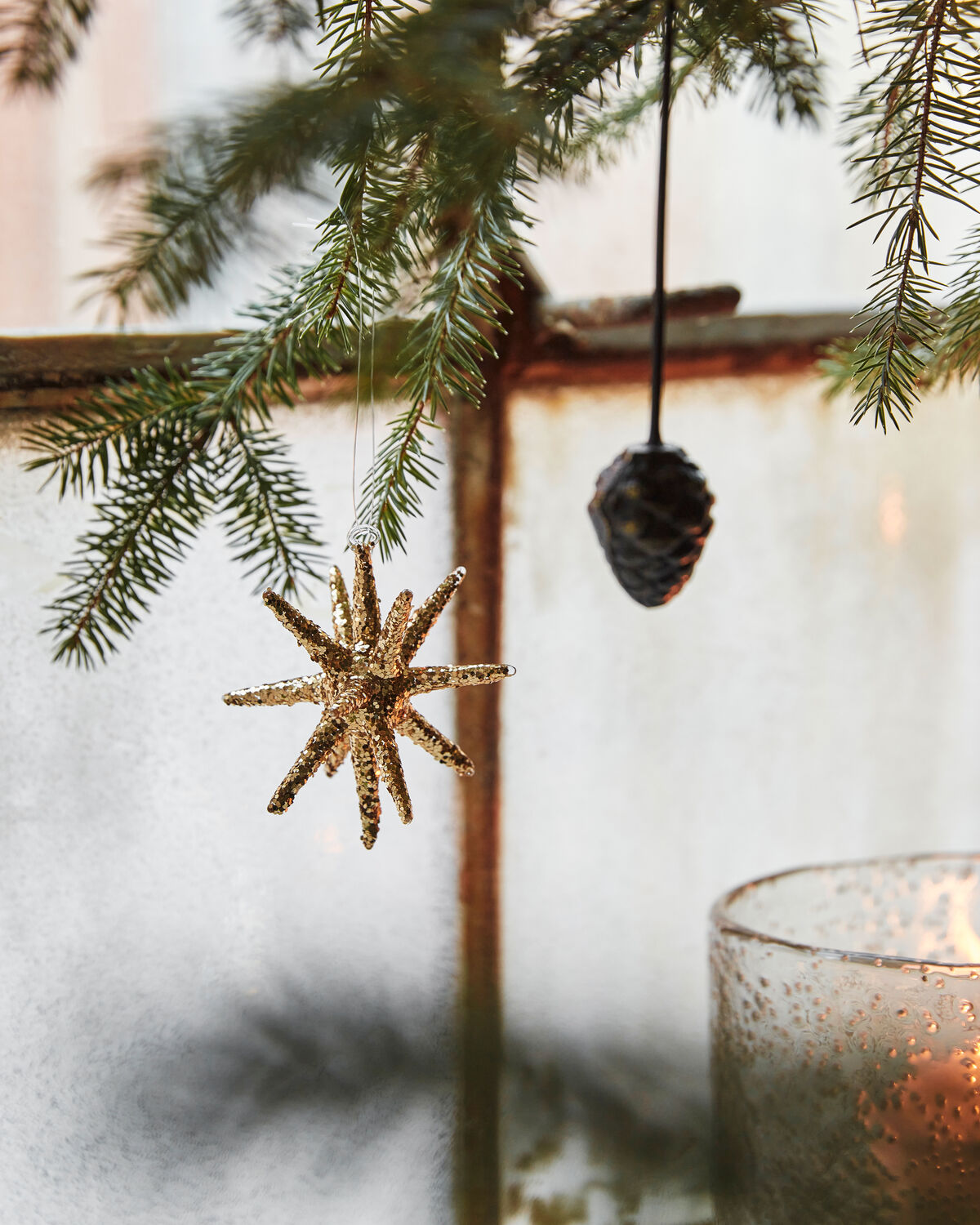 Weihnachtsschmuck, HDSpike, Braun mit Glitzer