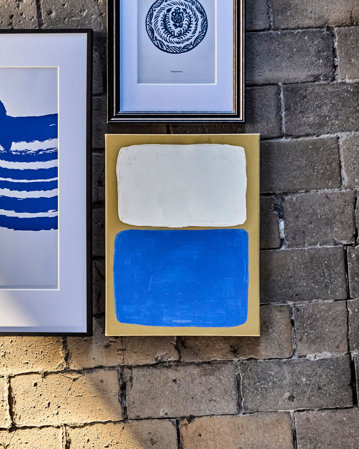 Wandobjekt, HDReca, Blau, Off-White, Senfgelb