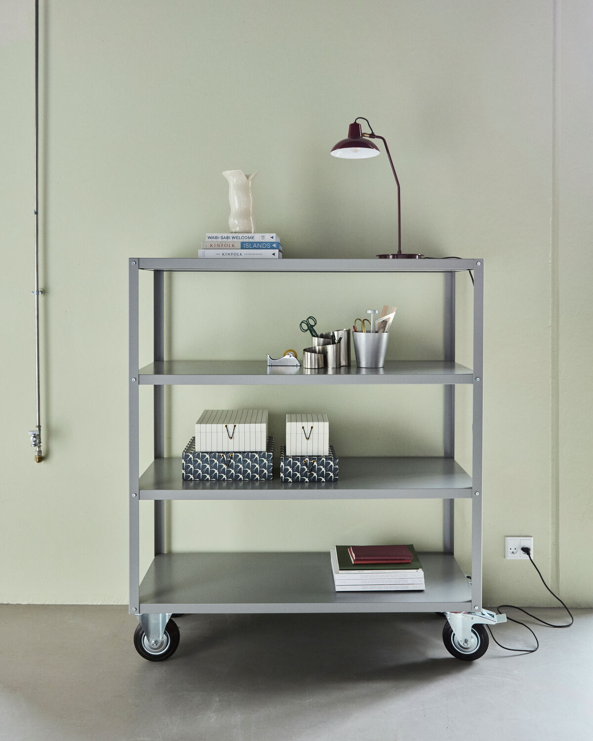 Regal mit 4 Rollen, HDTrolley, Grau