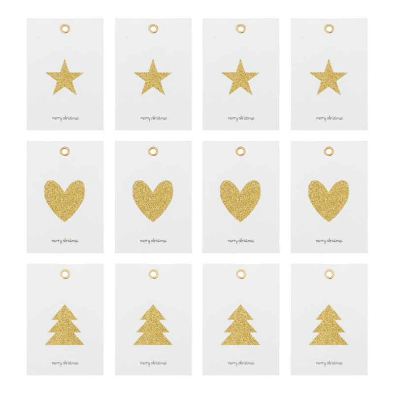 Geschenkanhänger, HDGlitr, Weiß, Gold
