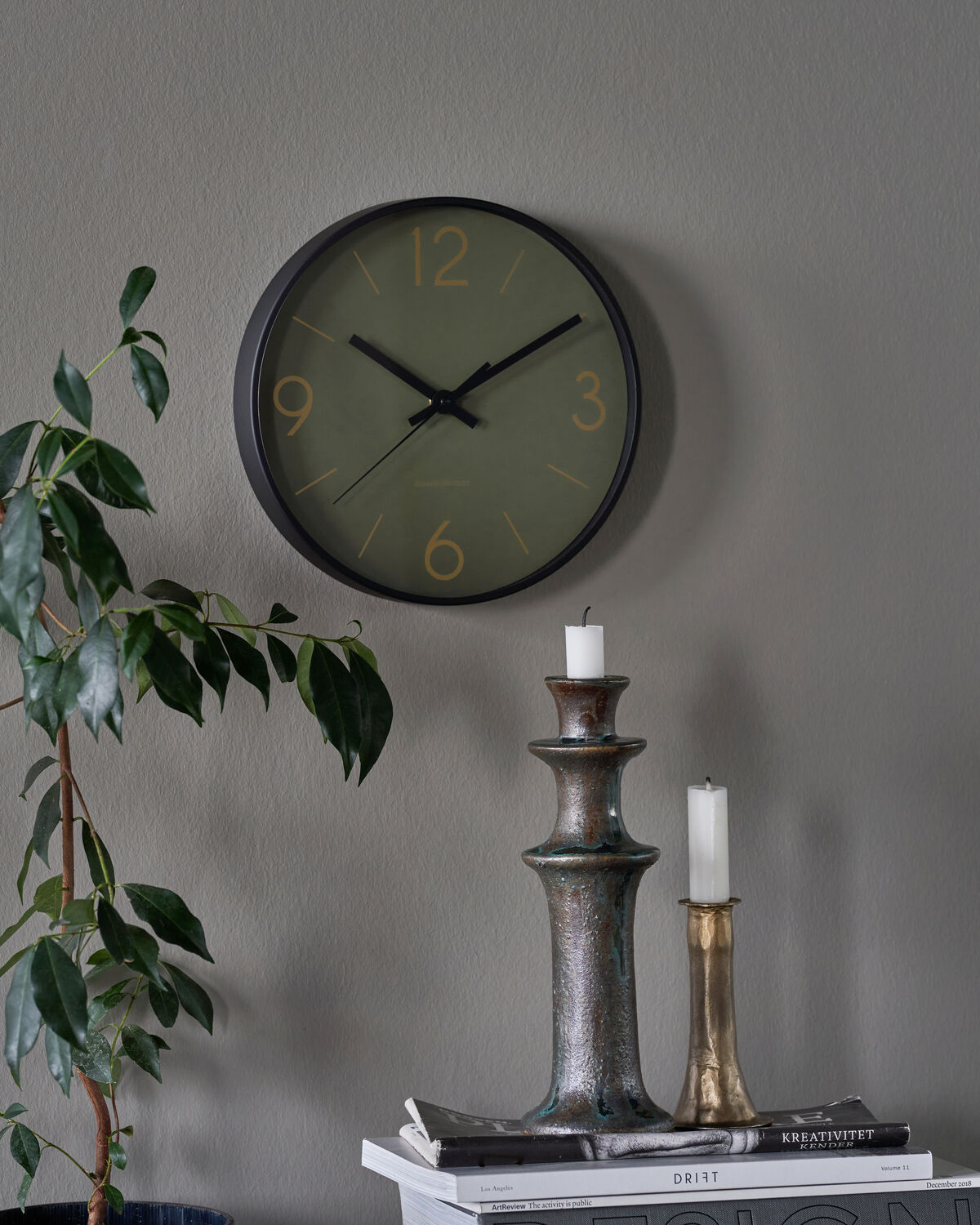 Wanduhr, HDTime, Dunkelgrün