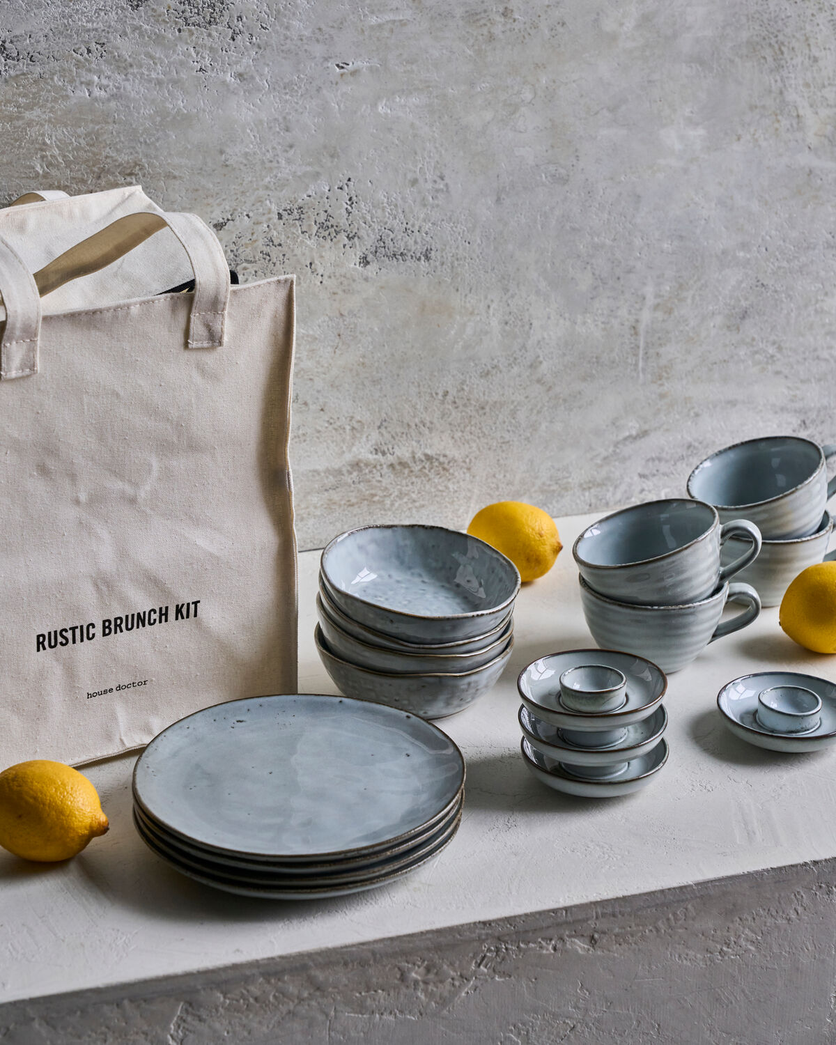 Brunch-Set, HDRustic, Grau, Blau