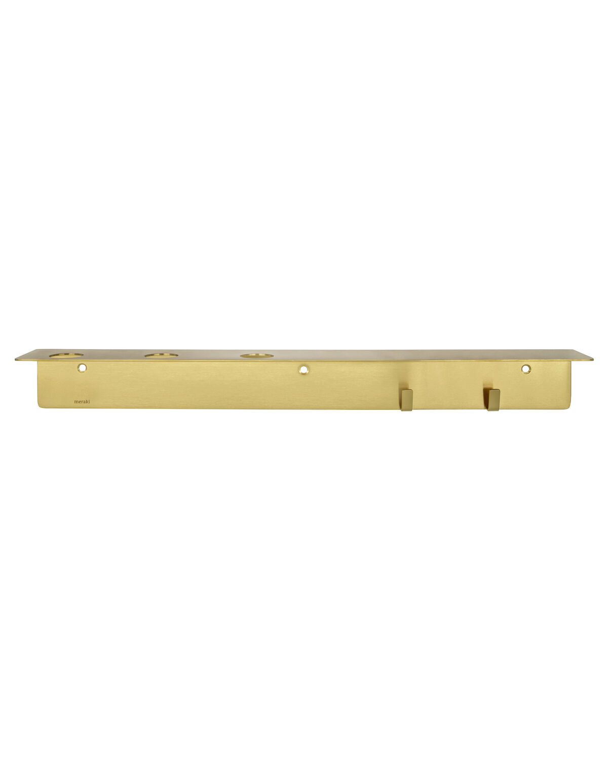 Regal mit Flaschenhalterung und Hakenleiste, Mattes Messing-Finish
