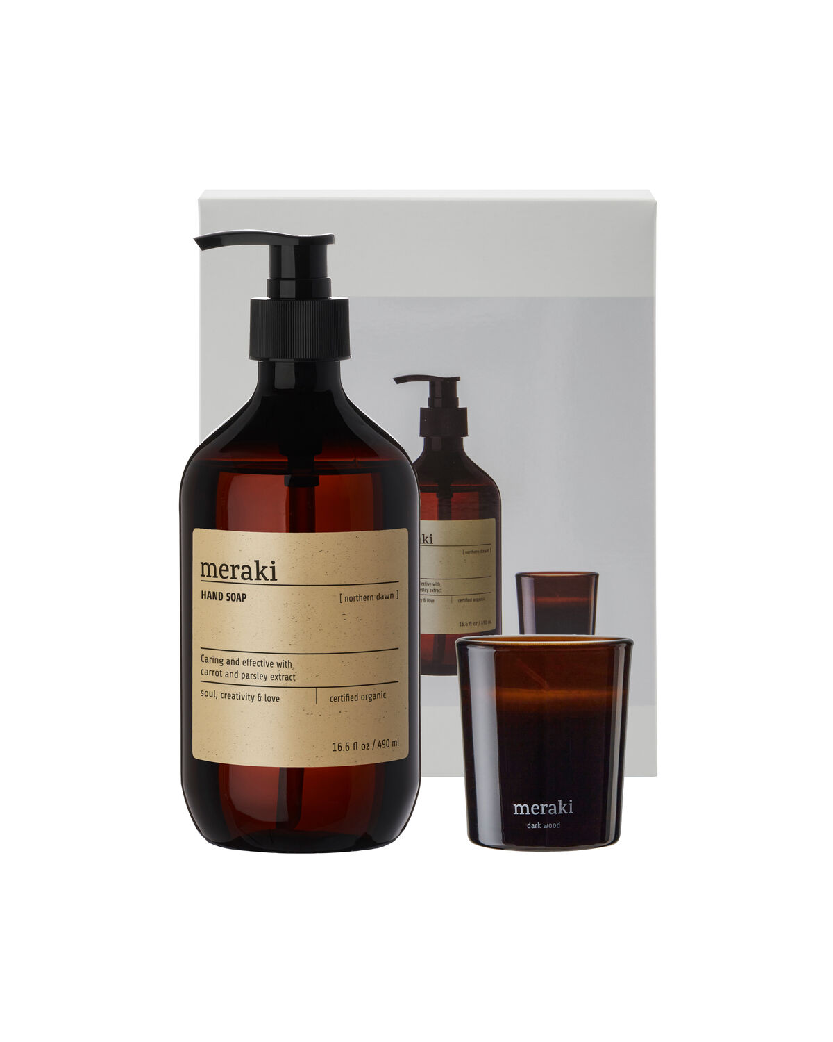 Gift box, Northern Dawn Hand Soap + Dark Wood Candle, 490|60 ml|g