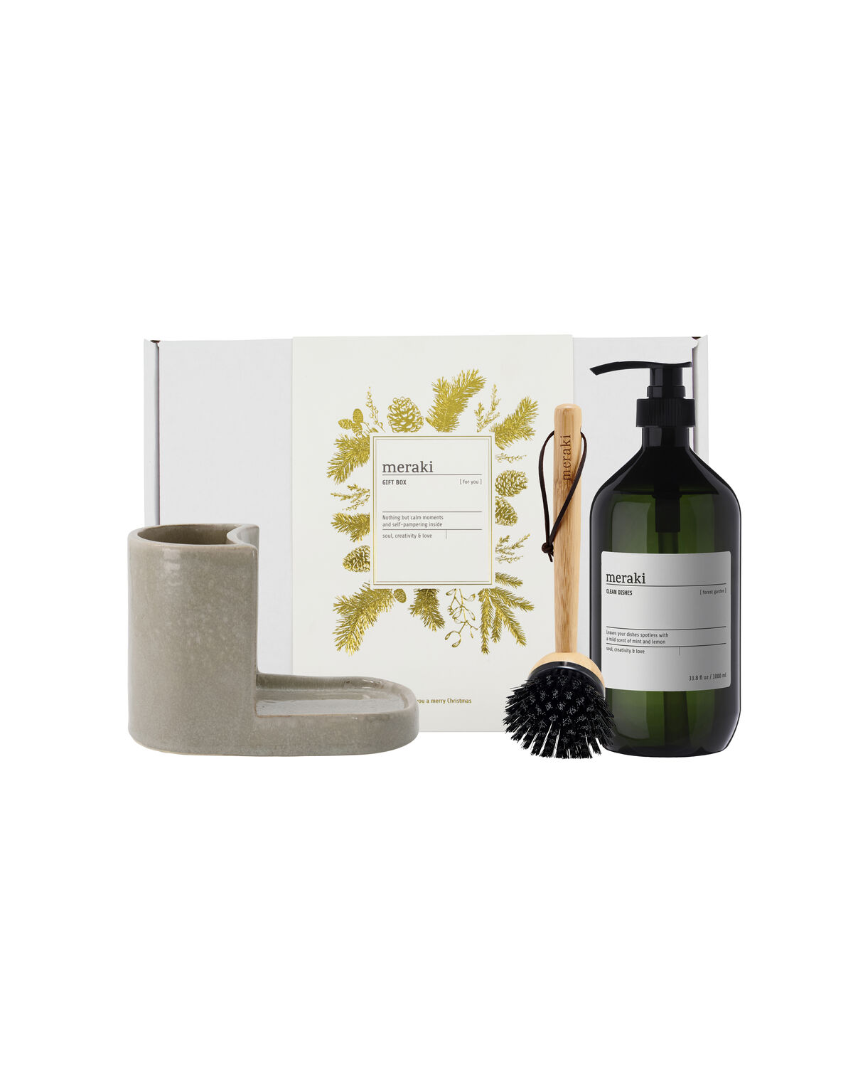 Gift boxCH, Grey Holder + Nature Brush + Forest Garden Dish Wash, 1000 ml