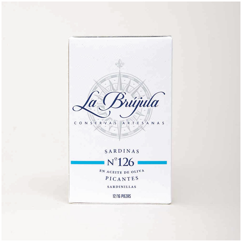 La Brújula — N°126 - kleine, pikante Sardinen in Olivenöl
(12 - 16 Stück)