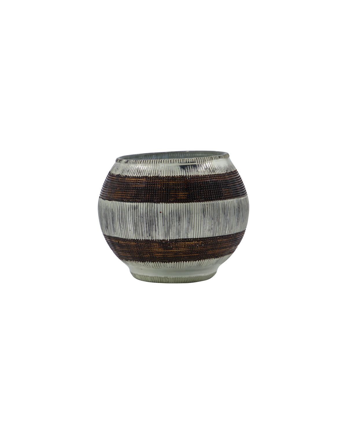 Teelichthalter, HDStripe, Silber-Finish, Braun