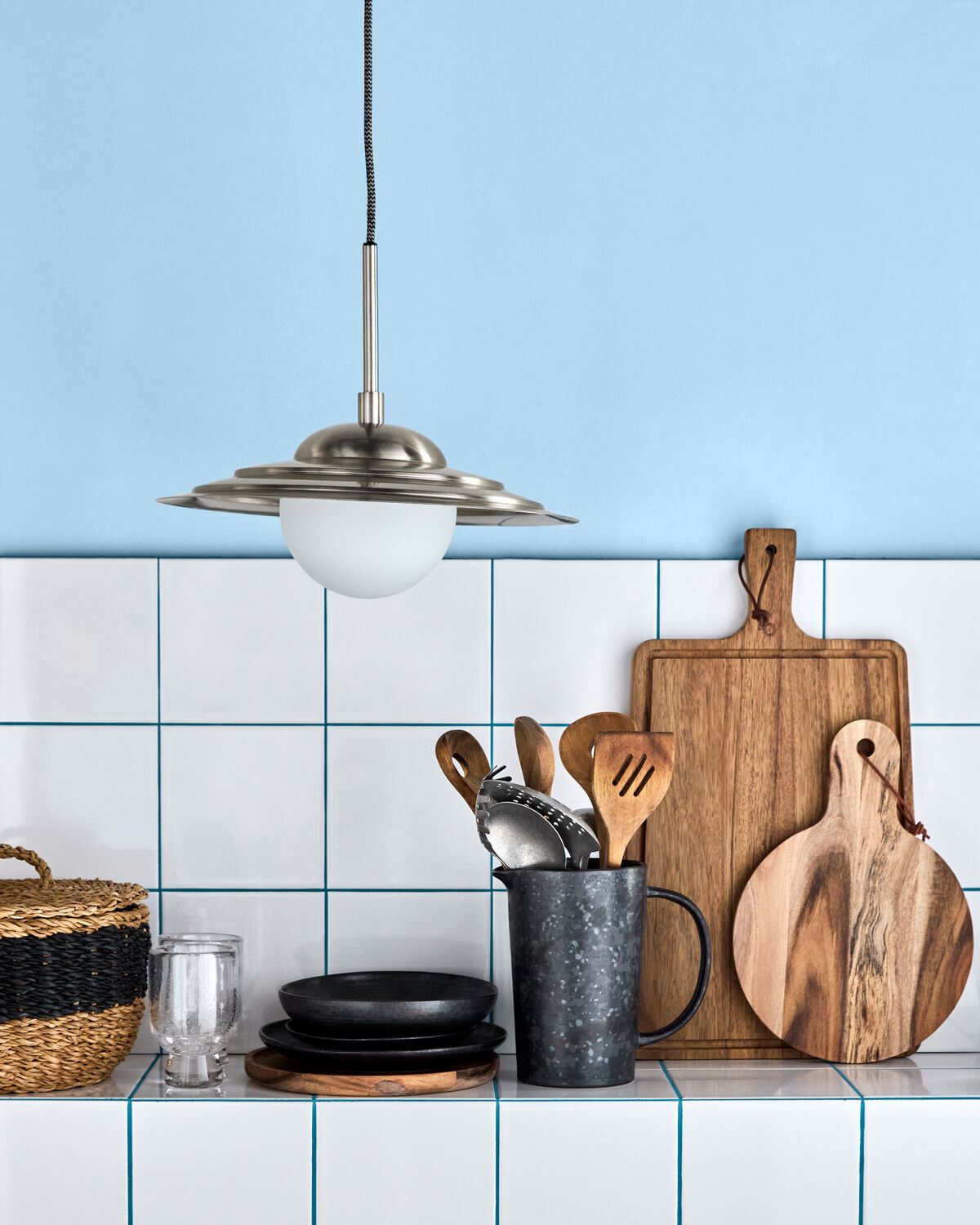 Lampe, HDCoin, Gebürstetes Silber-Finish, Mattweiß