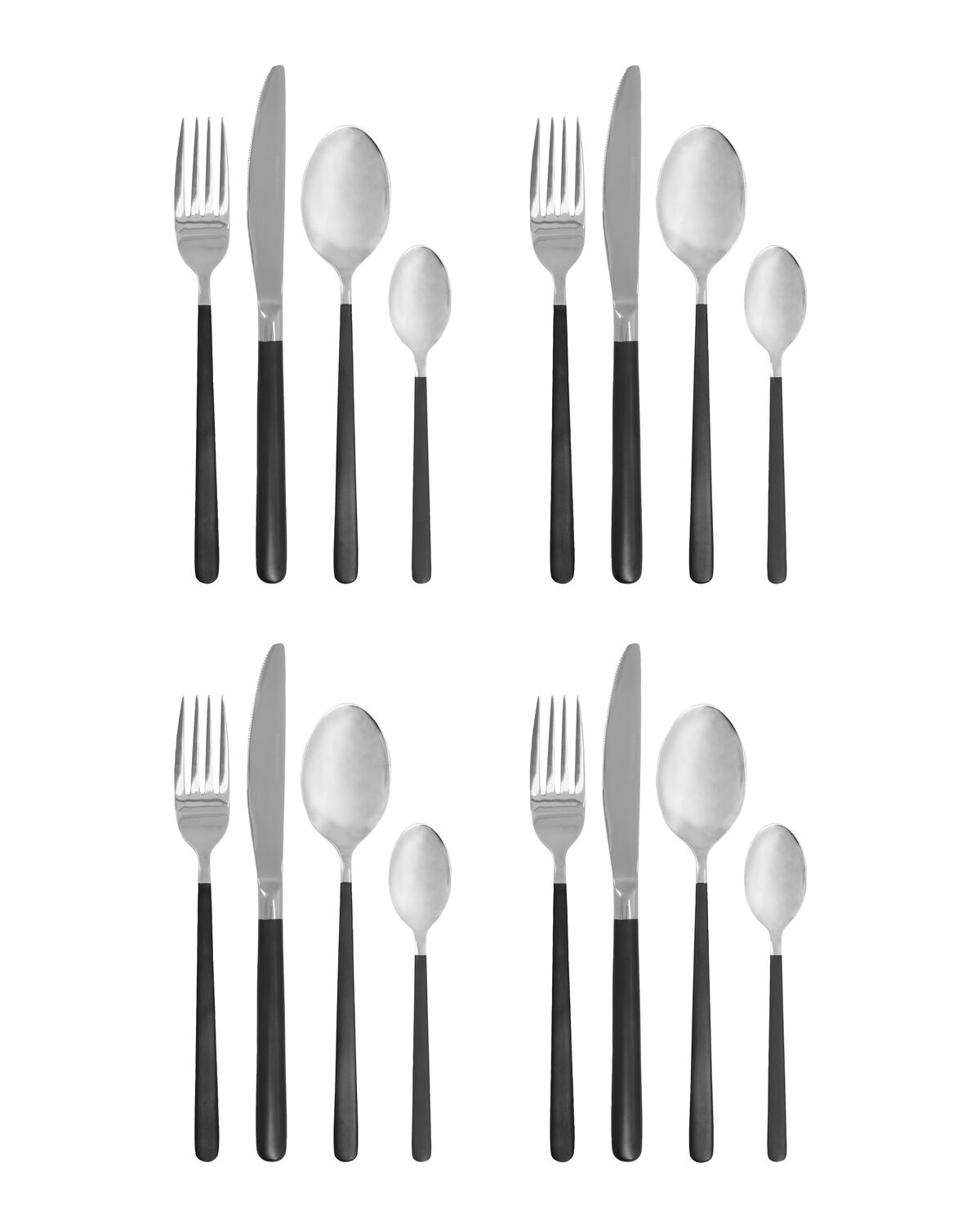 Besteckset, HDOx, Schwarz, Silber