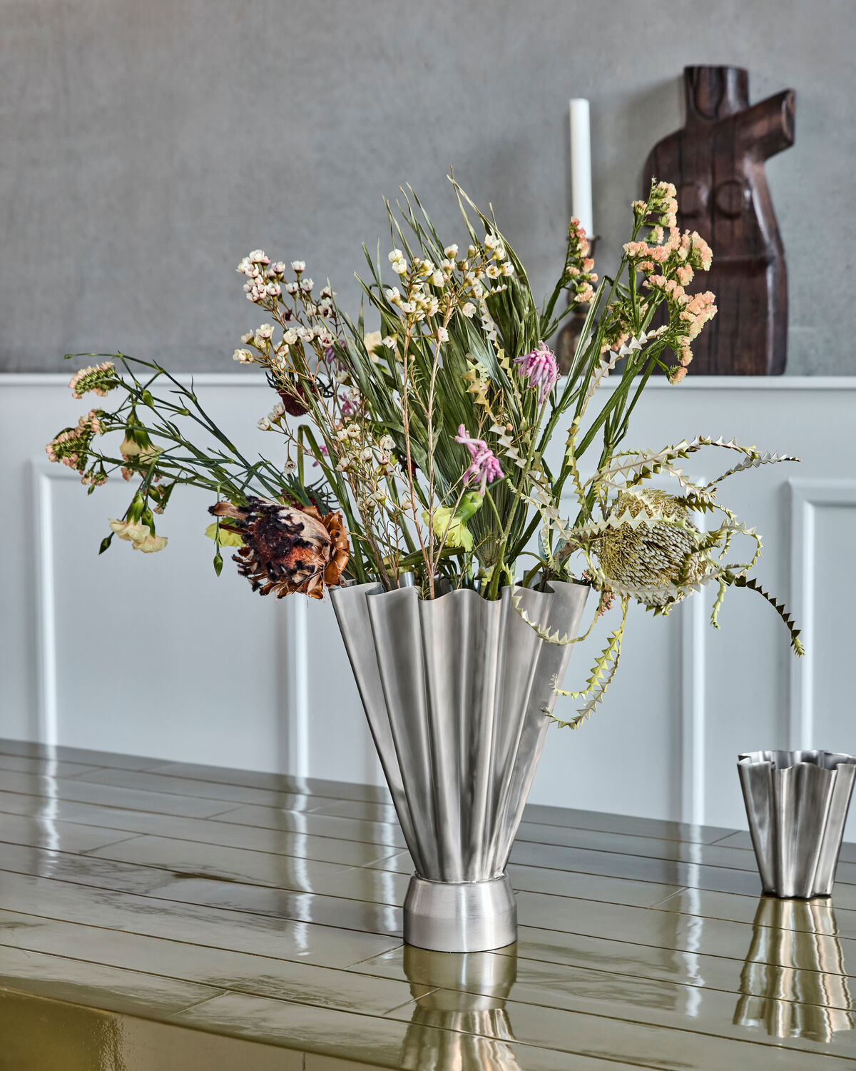 Vase, HDFlood, Gebürstetes Silber-Finish