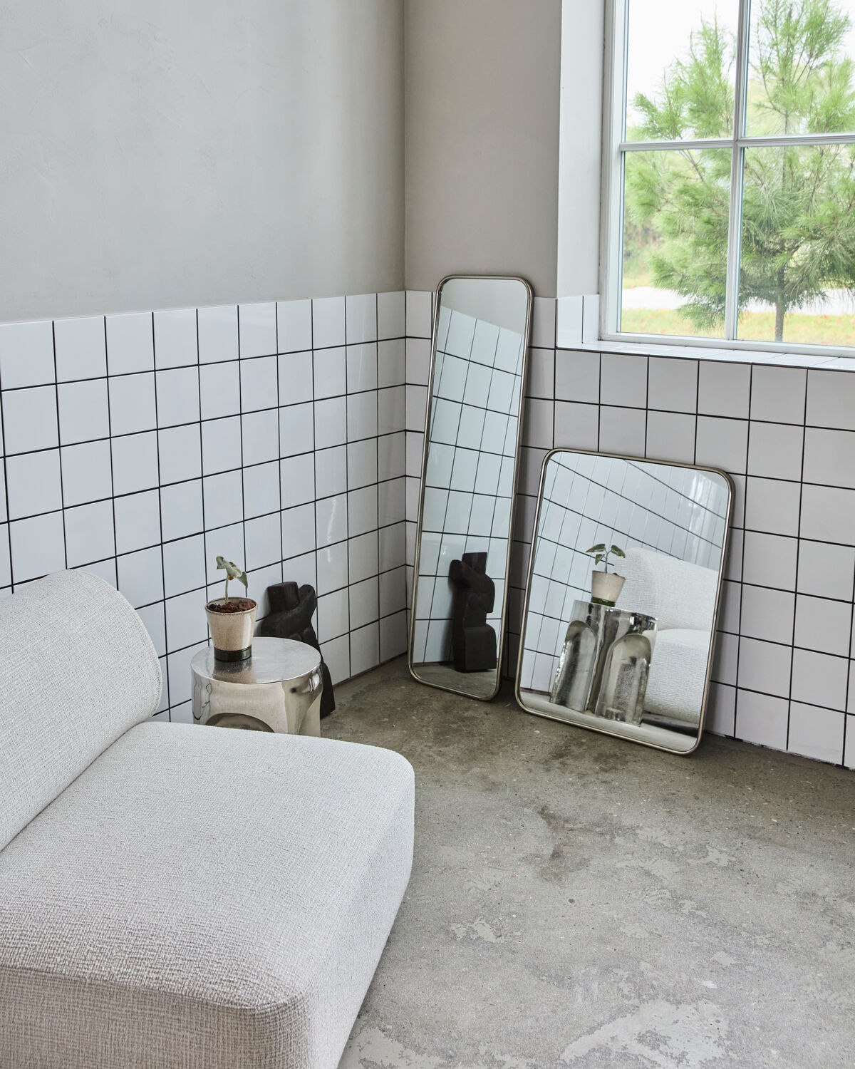 Spiegel, HDMirror, Gebürstetes Silber-Finish